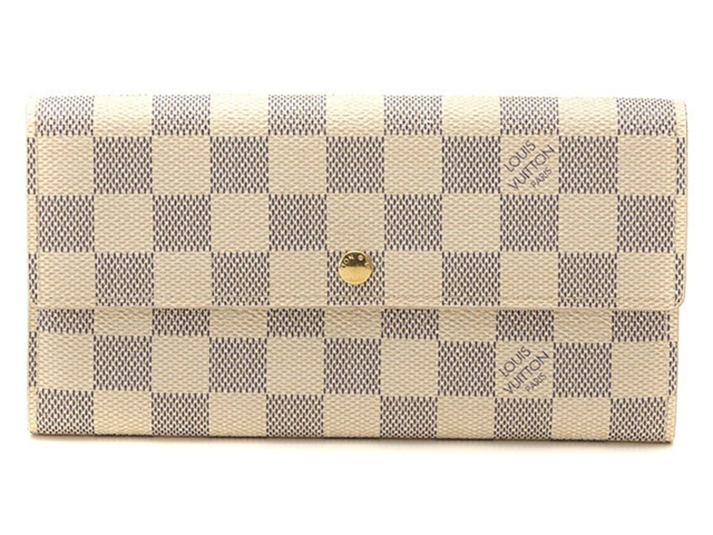 LOUIS VUITTON Long Wallet Portefeuille Sarah Damier Azur White